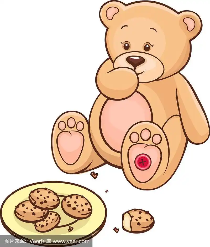 泰迪熊吃饼干