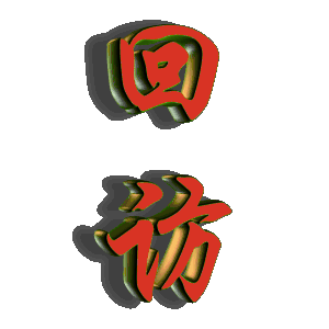 回访 艺术字 旋转 阴影 红色 绿色