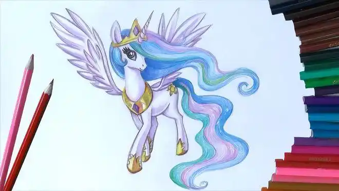 素描飞马和独角兽的图画32张