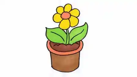 少儿简笔画:漂亮的小盆花