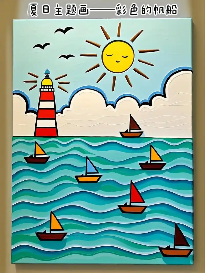 我们画一艘彩色的帆船,在广阔的 - 抖音