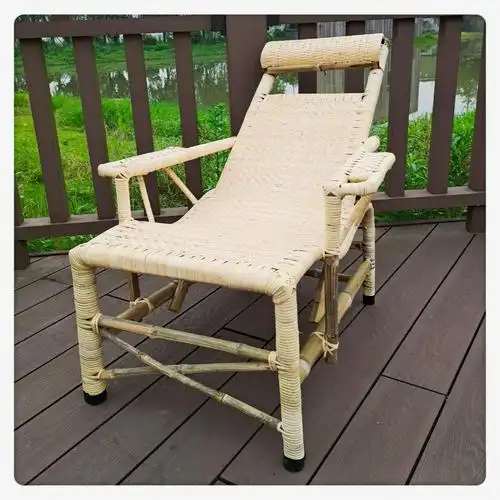 藤椅办公椅躺椅藤椅单人老式老人躺椅办公午休靠背椅竹椅子懒人休闲椅