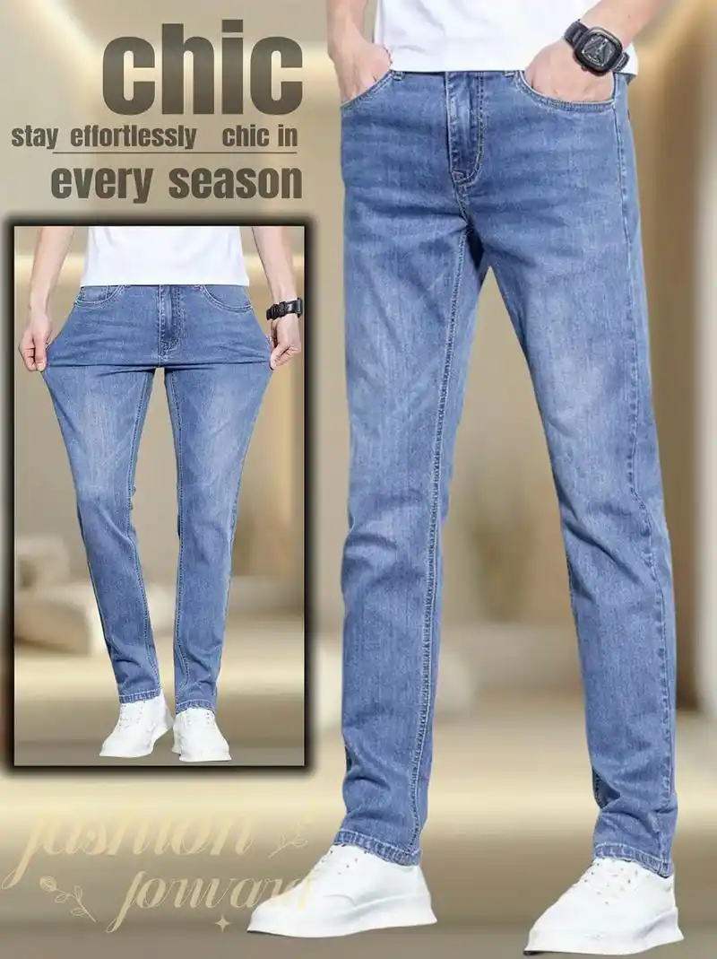 轻奢牛仔弹力休闲裤男士直筒裤.