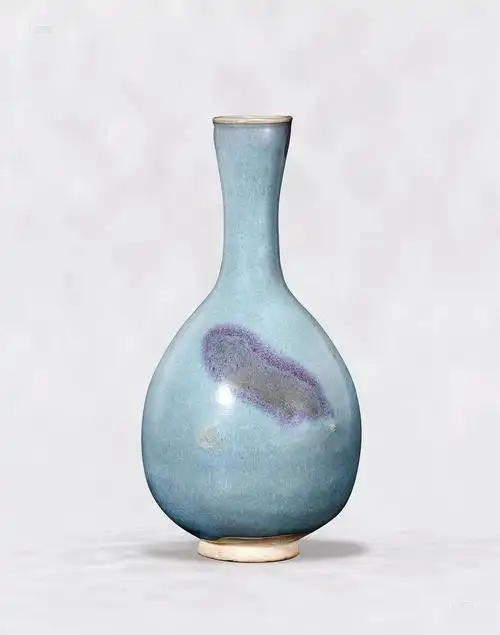 0854 金/元 钧窑天蓝釉紫斑胆式瓶