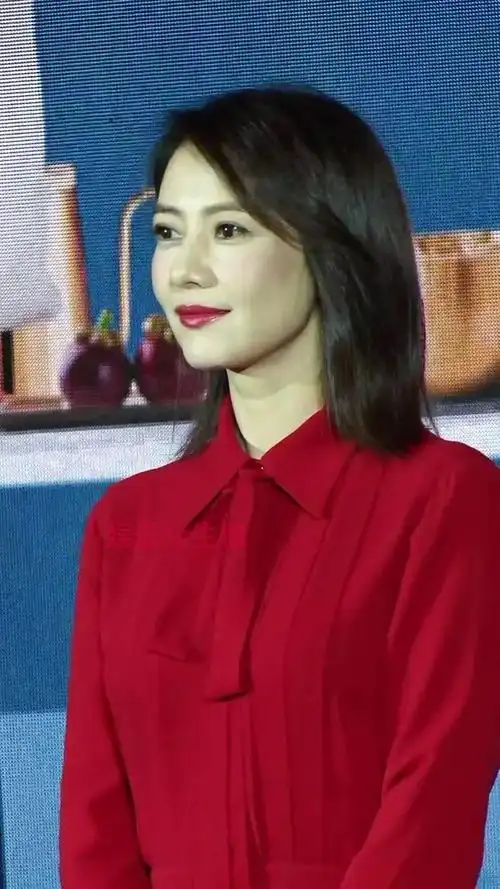 高圆圆 红色衬衫长裙造型生图状态好绝