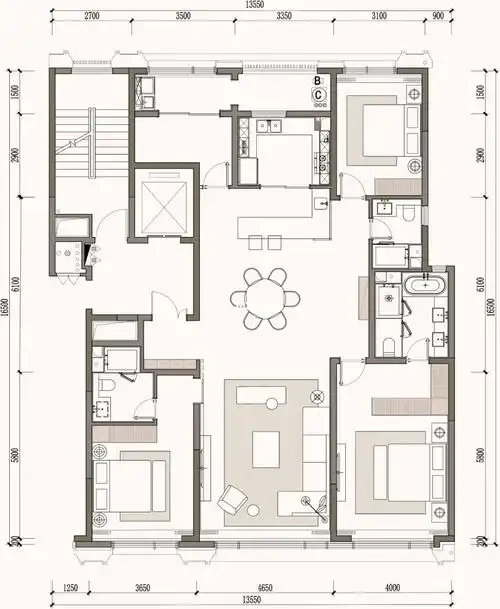 92户型方案(二)|180㎡大平层方案
