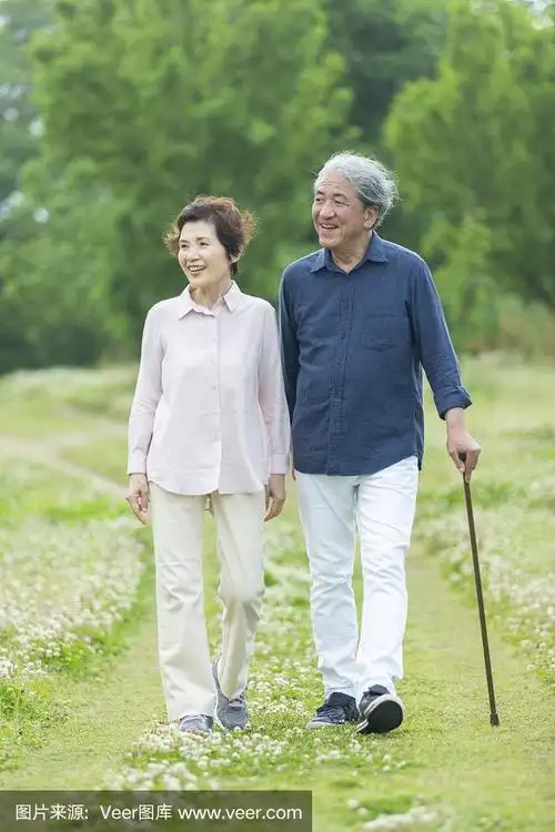 一对老夫妇在公园里散步