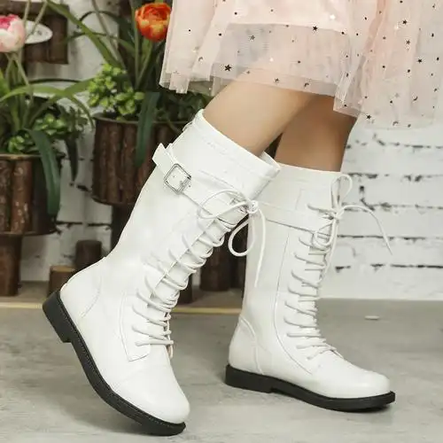 跨境女童韩版马丁靴儿童春秋单靴公主长靴小女孩走秀高筒长筒靴子