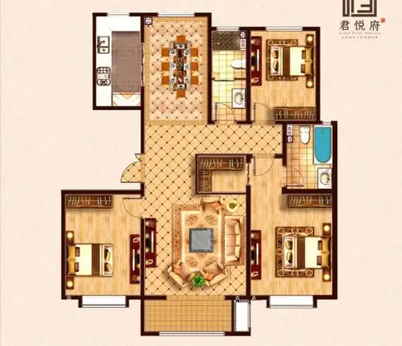 君悦府  d2户型  3居2厅2