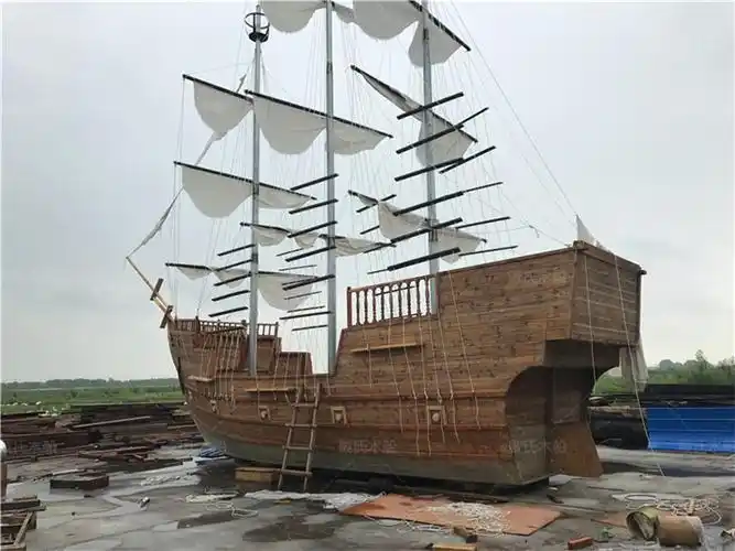 出售景区户外大型装饰海盗帆船 景观装饰木船生产厂家
