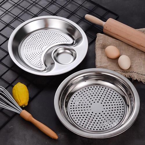 304不锈钢饺子盘饺盘 沥水水饺盘不锈钢盘双层盘子托盘圆盘平盘