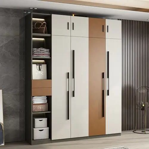 衣柜家用卧室实木大衣柜现代简约北欧衣橱收纳柜子储物柜定制轻奢