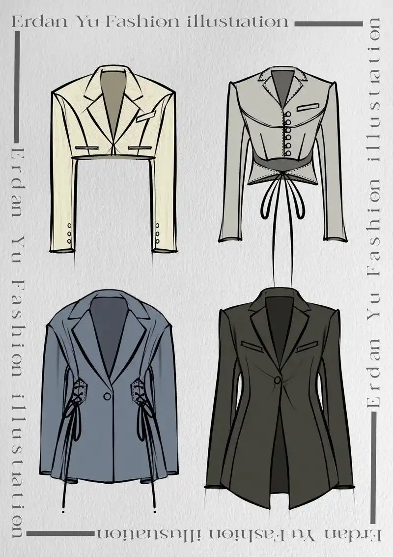 服装手绘/小众西装款式图7815设计师get.
