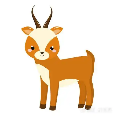 可爱的羚羊卡通非洲动物可爱风格孤立向量插图