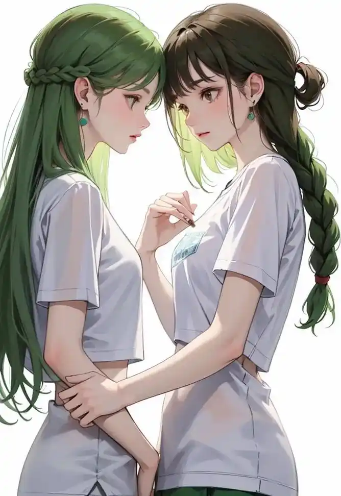 春日绿色森系头像|闺蜜合拍姿势.#ai绘画 #二次元 #优质 - 抖音