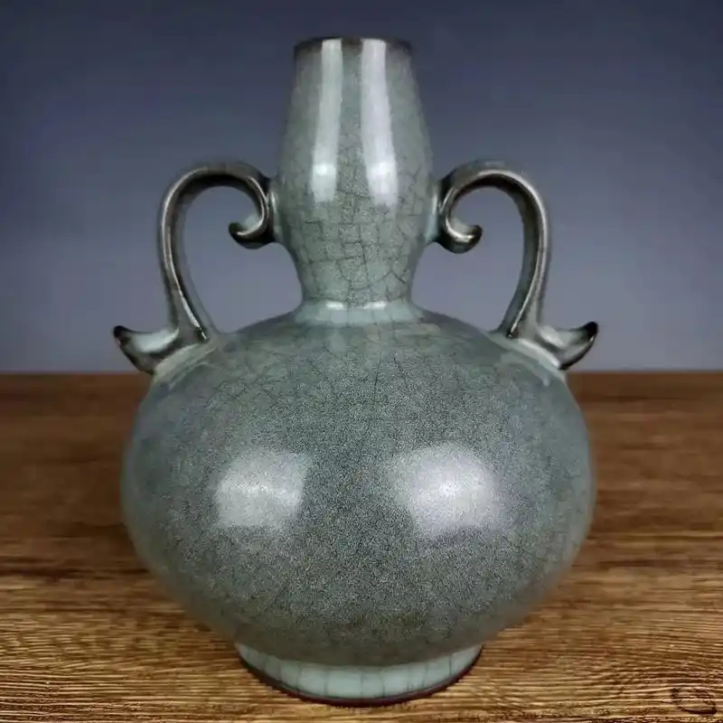 宋官窑双耳瓶 尺寸高16.8cm宽12.8cm - 抖音