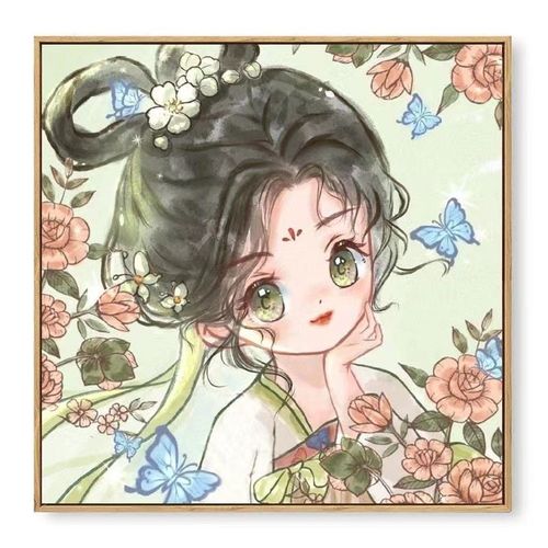 钻石画满钻古风可爱卡哇伊温柔唯美女孩房间带框手工贴钻益智玩具