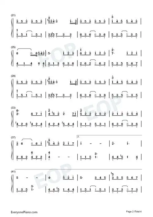 小段-汪苏泷双手简谱预览2-钢琴谱文件(五线谱,双手简谱,数字谱,midi