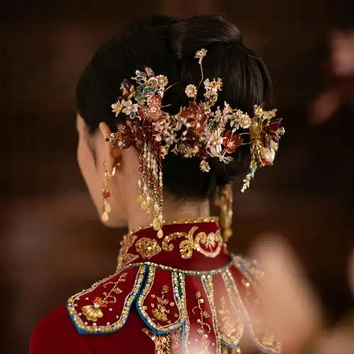 古装婚礼敬酒服秀禾古典头饰唯美清新新娘结婚典雅端庄配饰品楠黎