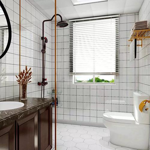 小方砖卫生间浴室内墙砖 北欧餐厅小白砖厨房瓷砖粉绿色150x150墙