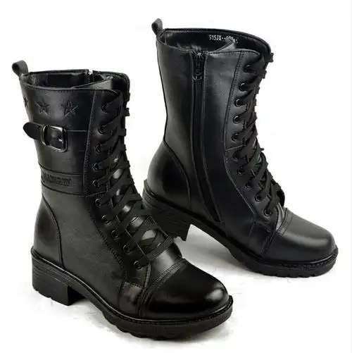 3515强人正品包邮女军靴皮鞋时尚马靴t27皮靴棉靴羊毛