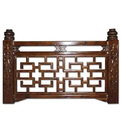 楼梯东阳木雕护栏实木栏杆扶手围栏雕刻大柱木雕