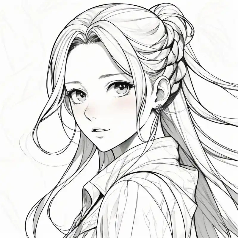 96动漫女生头像线稿集9915