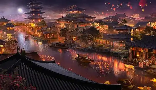 古风场景插画作品中国的古典建筑艺术形式对中国来说是一座莫大的宝库