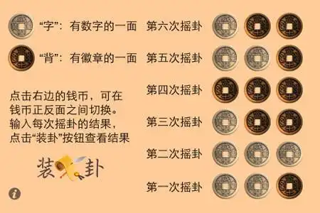 下面来讲一下摇卦的方式(可以用铜钱也可以用硬币,不过都必须是相同的