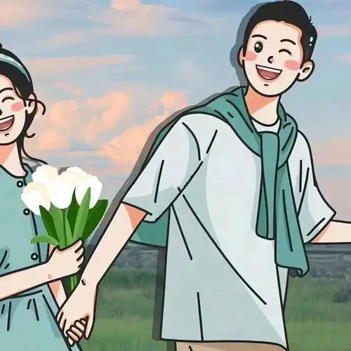 情侣头像一男一女捧花 抱花cp情头一左一右