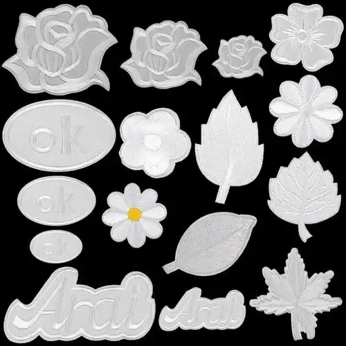 闽喃哥衣服贴花刺绣贴布补丁大号白色大中小号白色刺绣玫瑰花朵布贴