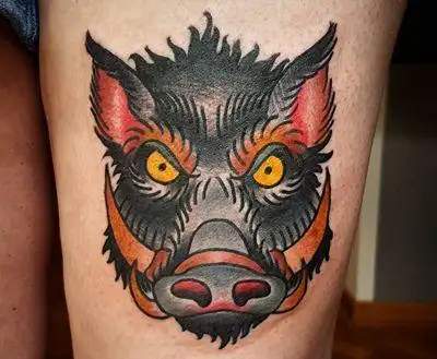 带獠牙的野猪纹身图案(33)