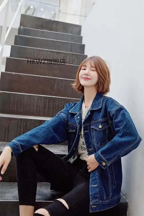 早春款中长款牛仔外套女士2020新款春秋网红潮流女宽松韩版bf原宿复古
