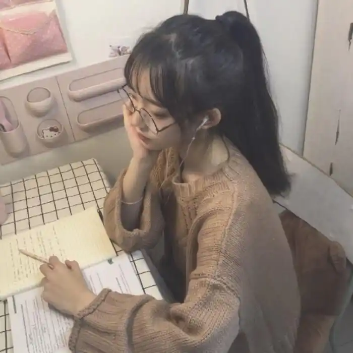 真人女头 侧脸(颜)清新 唯美 阳光 学生 眼镜