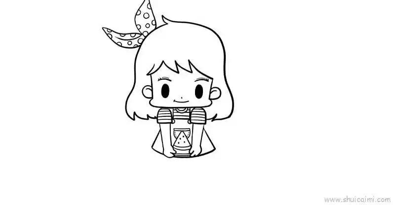 小女孩儿童画怎么画 小女孩简笔画步骤 - 水彩迷