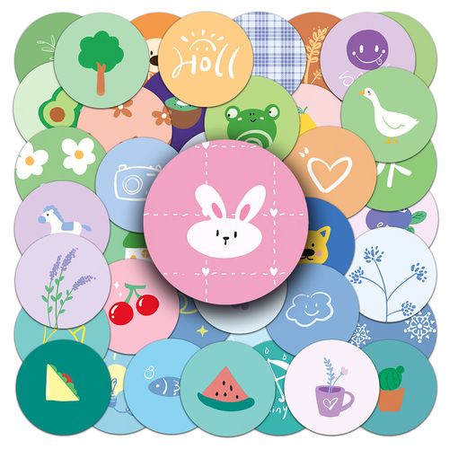 100张原创手绘ins简约卡通贴纸可爱小图案封口贴 手帐素材手机电脑