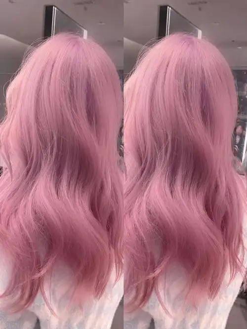 素颜染了超显白甜美温柔的西柚粉发色