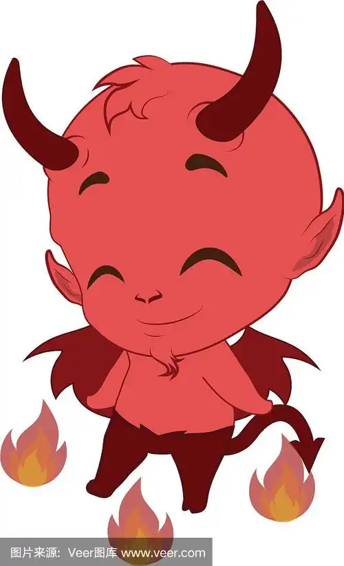 可爱的小恶魔围着火跳舞