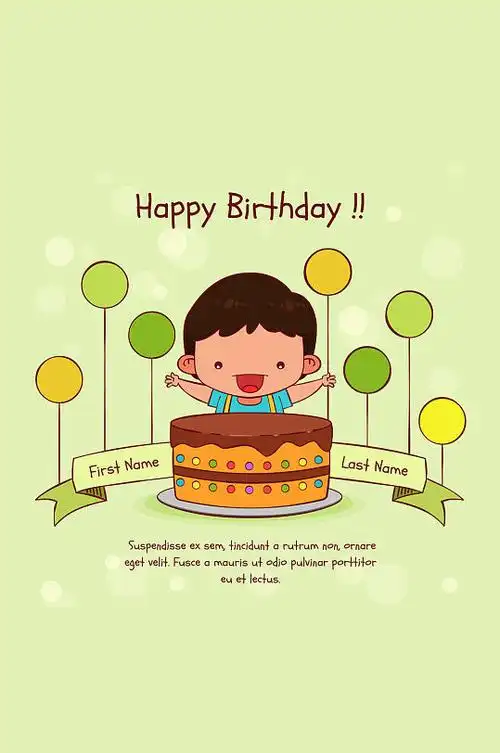 可爱过生日的男孩矢量素材