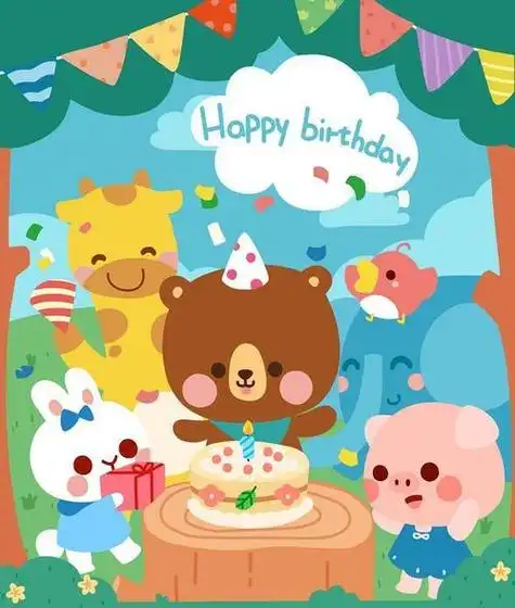 小熊庆祝生日简笔画
