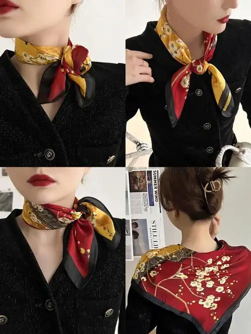 复古风格设计 方巾丝巾#丝巾系法  #丝巾搭配