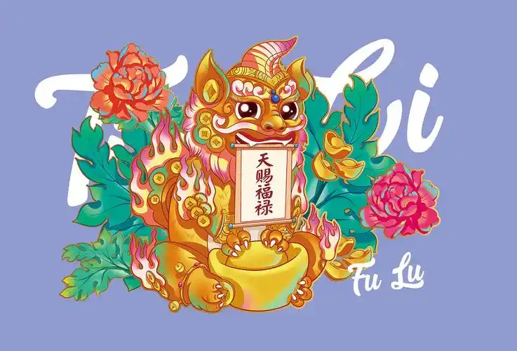 年画貔貅天赐福禄