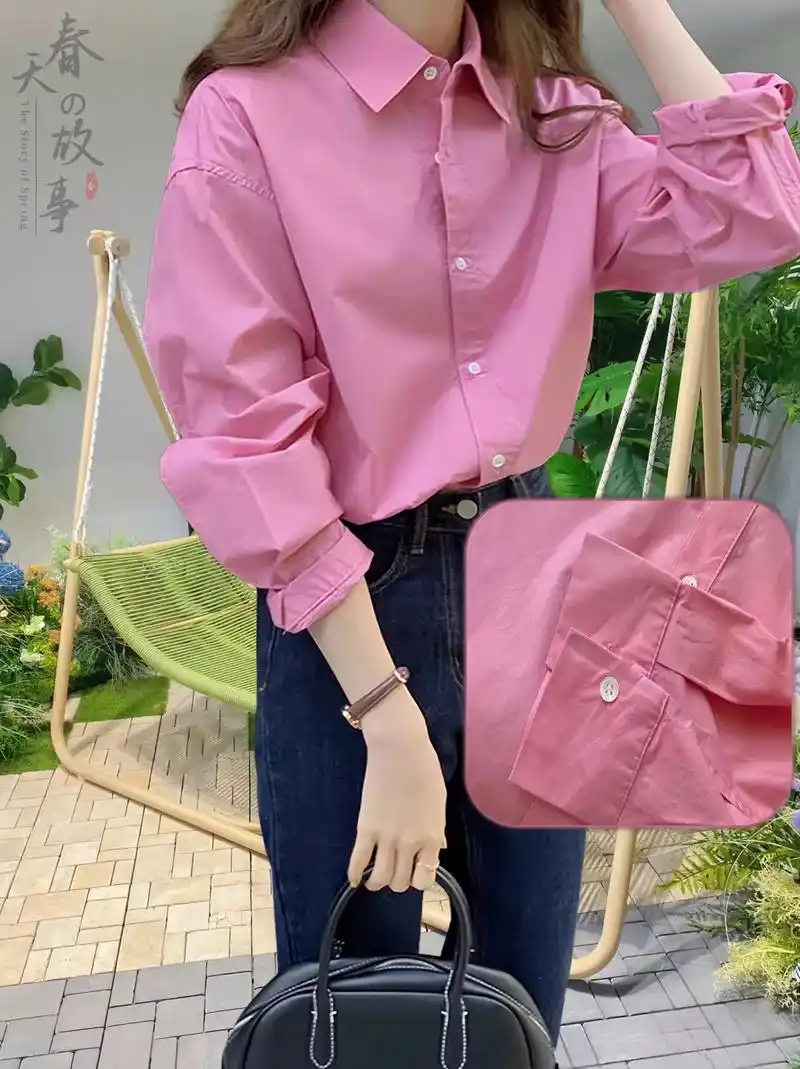 #抖音服饰种草官 粉色衬衫衬衣女秋季防晒衫,姐妹!