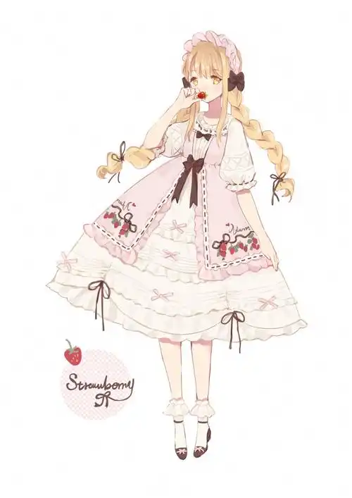 动漫服装金发草莓洛丽塔