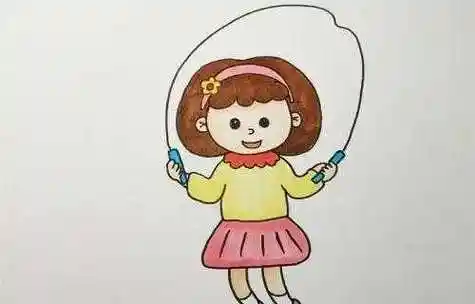 q版可爱跳绳简笔画教程步骤 卡通简单小女孩跳绳简笔画怎么画