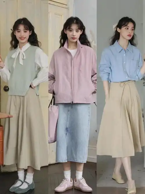 层次清晰的叠穿,清冷又耐看冷色调的服装,总是透着几分清冷的美感.