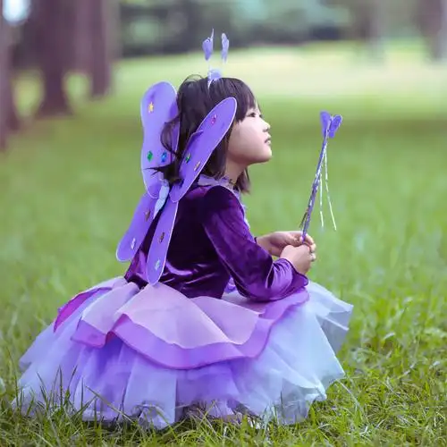 儿童服装化妆舞会女童巫婆精灵花仙子蝴蝶演出服公主裙幼儿