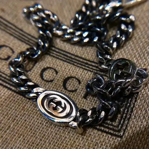 古驰(gucci) 互扣式双g925银时尚4mm双g手链 古巴链男女款 情侣同款潮