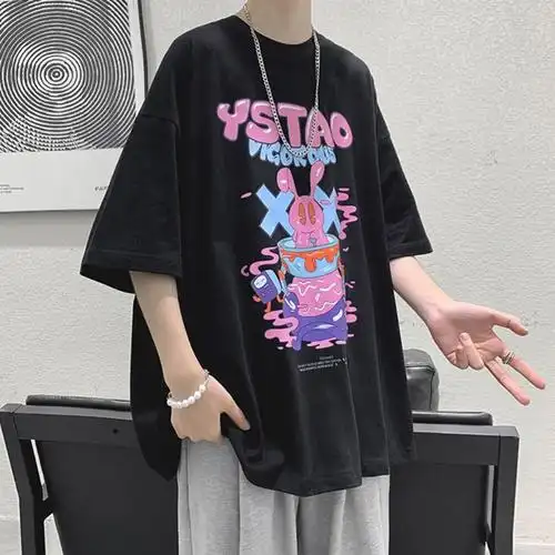 2021新款彩绘涂鸦短袖t恤男潮牌潮流ins超火设计感情侣半袖上衣服