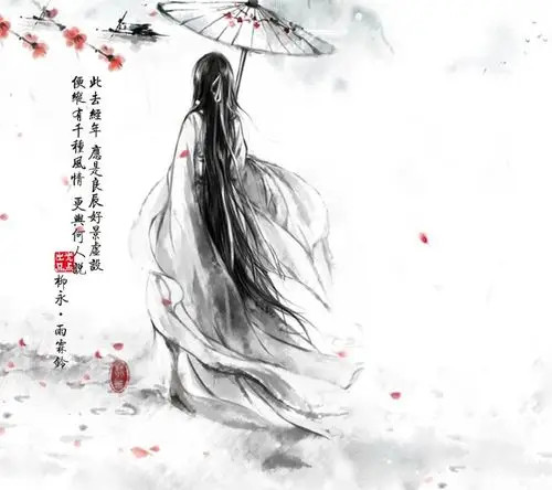 古风,背影,古装美男子,白描